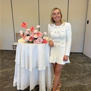 Self-Portrait Cream Waffle Knit Dress